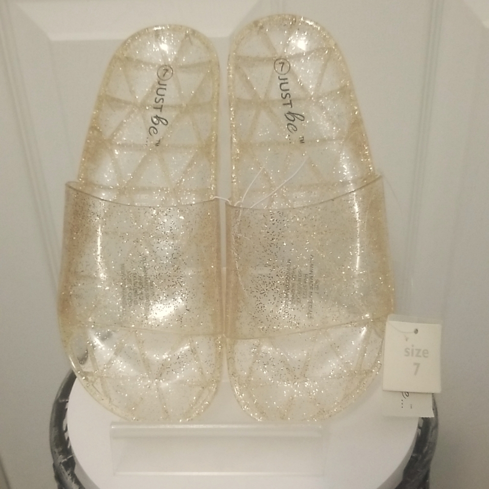 Just Be Sparkle Gel Slides Size 7 NWT